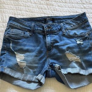 Forever 21 Distressed Blue Jean Shorts